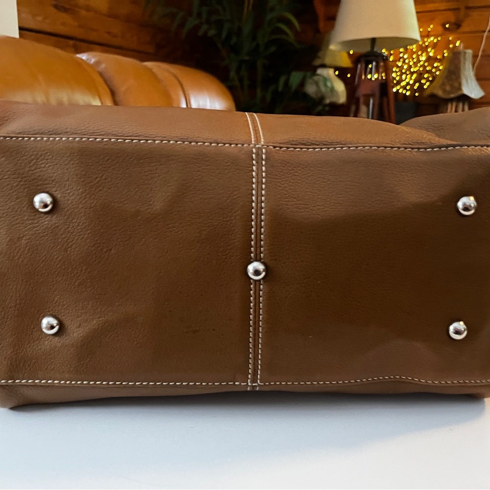 Tignanello Brown Leather Satchel with Silver Hardware 12” x 9” x 7”. - Picture 9 of 14